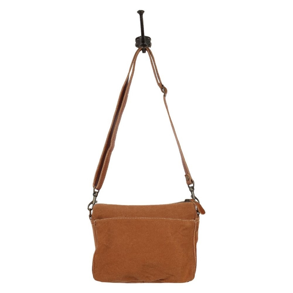 Myra Bag Crossbody Peach and Leather S-1569 - Picture 3 of 3